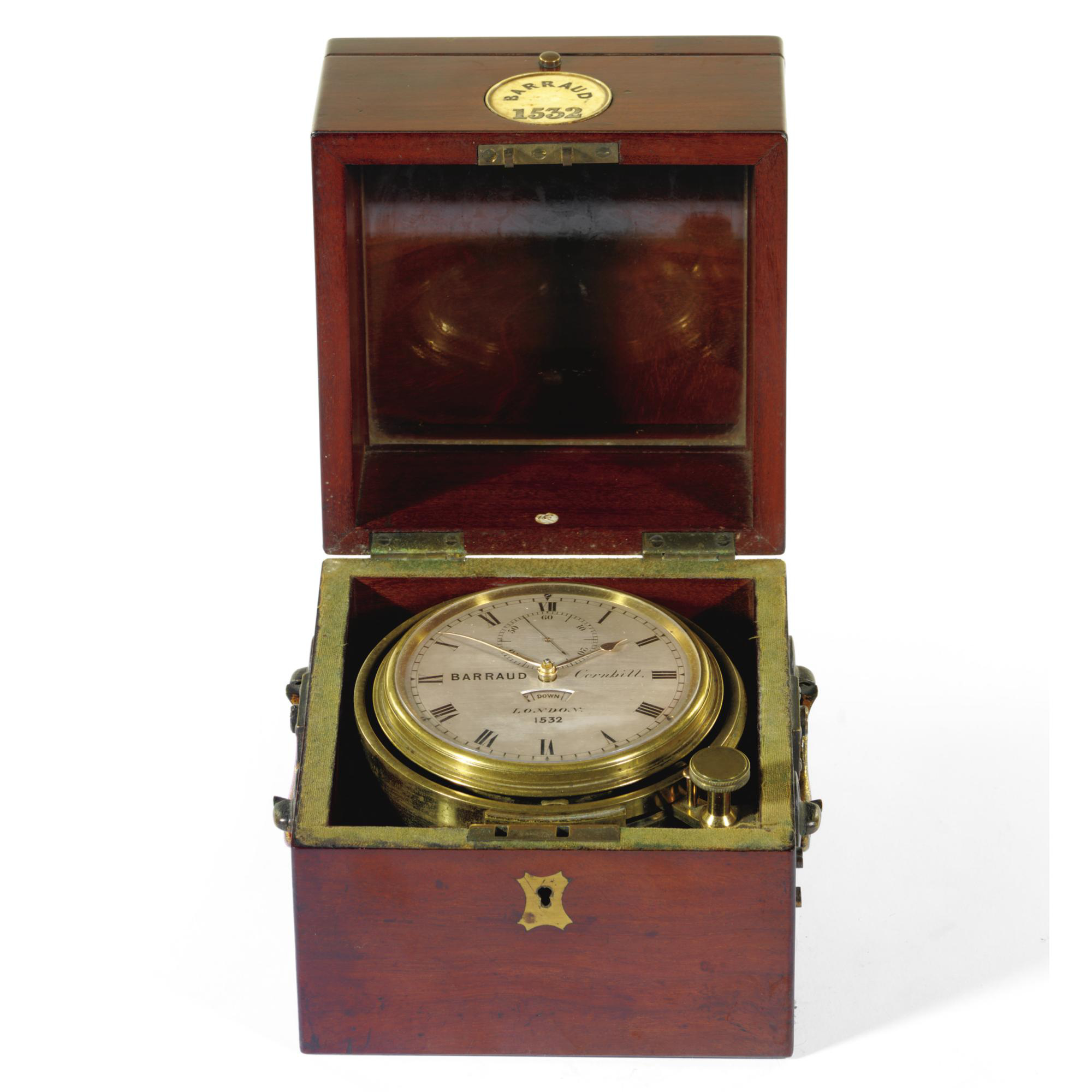 A mahogany two-day marine chronometer, Barraud, No. 1532, London, circa 1825