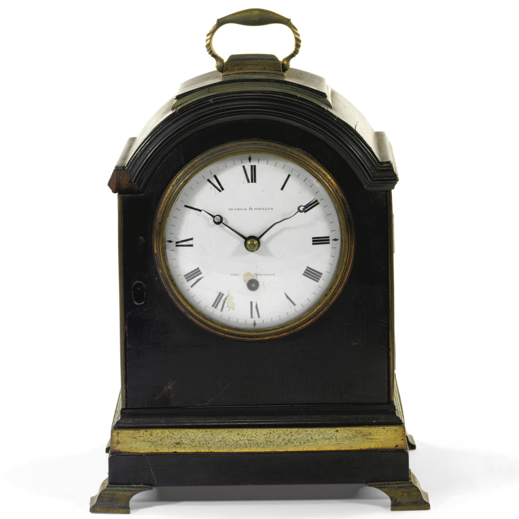 A small ebonised table timepiece, Desbois & Wheeler, London, circa 1815