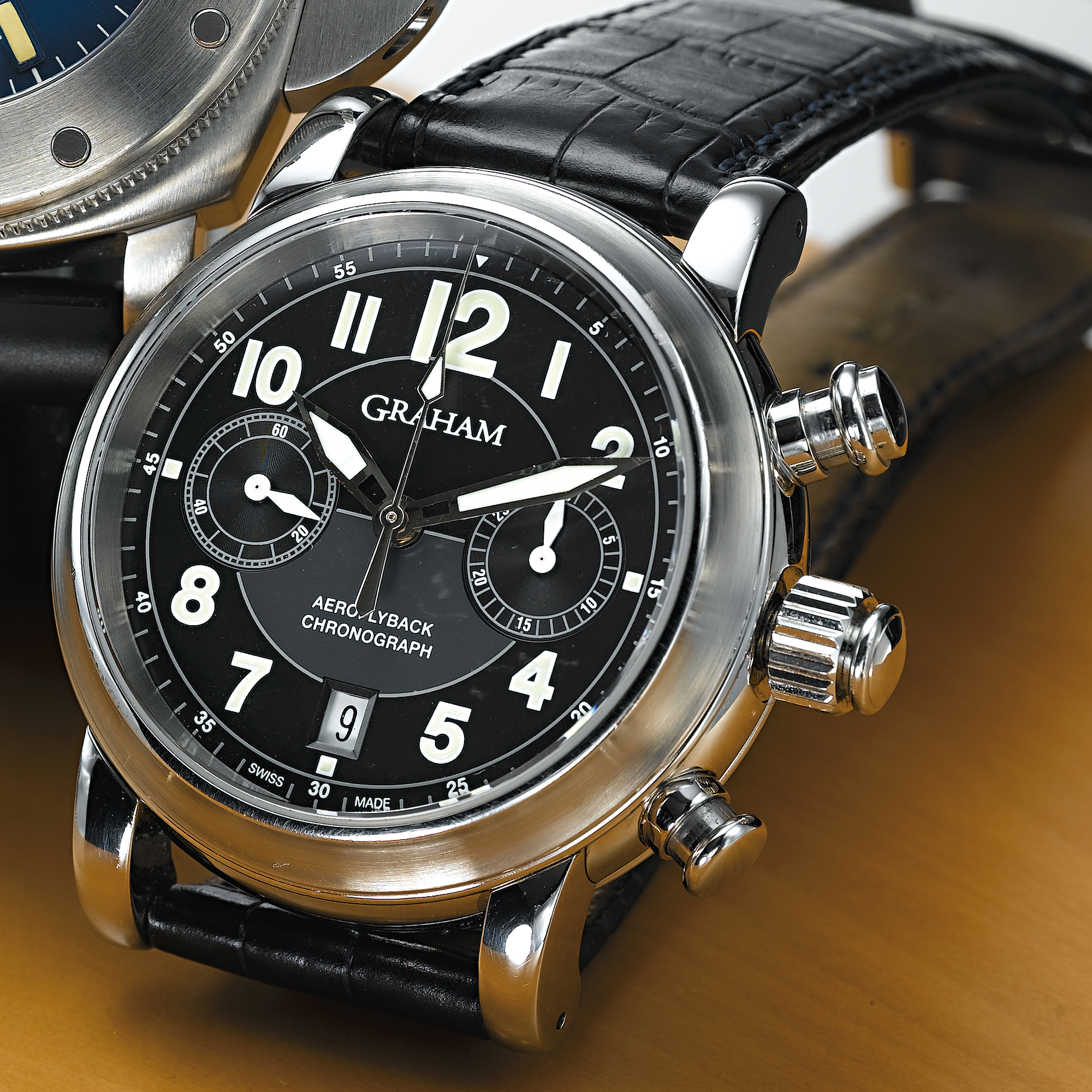 GRAHAM, A STAINLESS STEEL AUTOMATIC WRISTWATCH WITH FLYBACK, DATE AND REGISTERAEROFLYBACK, CIRCA 2002, NO.410