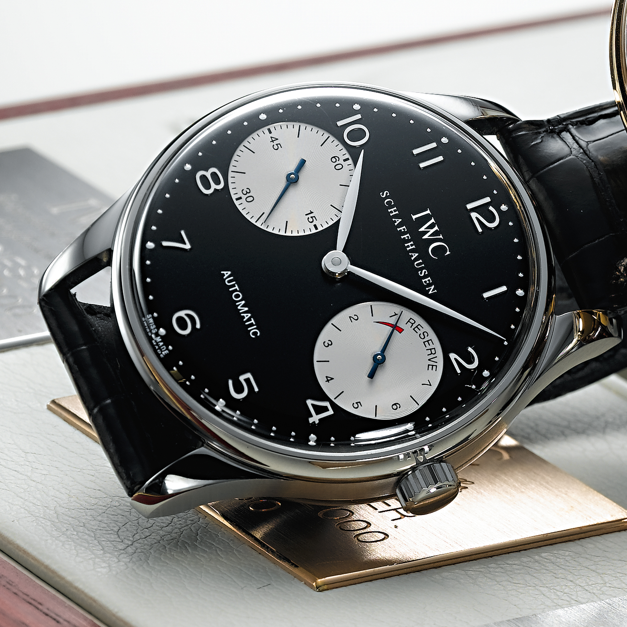 IWC, A LIMITED EDITION SET OF THREE AUTOMATIC WRISTWATCHES WITH 7 DAYS POWER RESERVEPORTUGUESE AUTOMATIC 2000, CIRCA 2000
