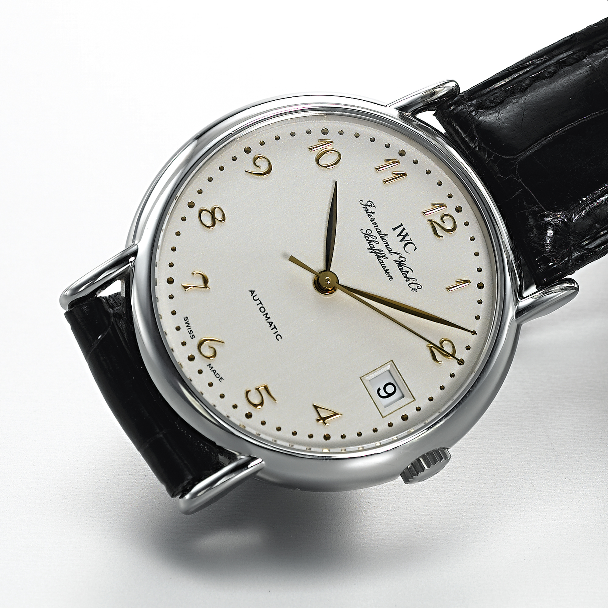 IWC, A STAINLESS STEEL AUTOMATIC CENTRE SECONDS WRISTWATCH WITH DATECIRCA 1996