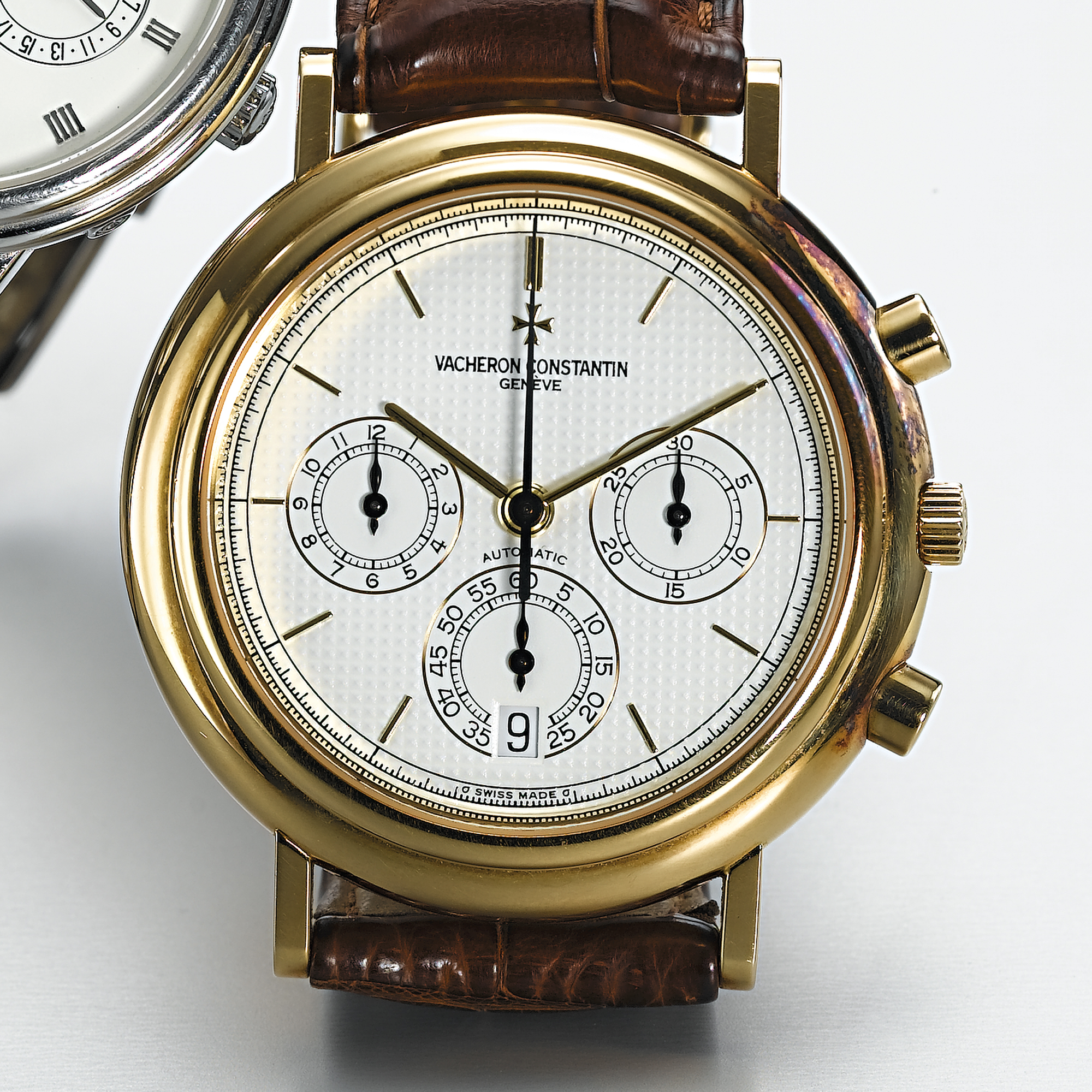VACHERON CONSTANTIN, A GOLD AUTOMATIC CHRONOGRAPH WRISTWATCH WITH DATE AND REGISTERSCIRCA 1995