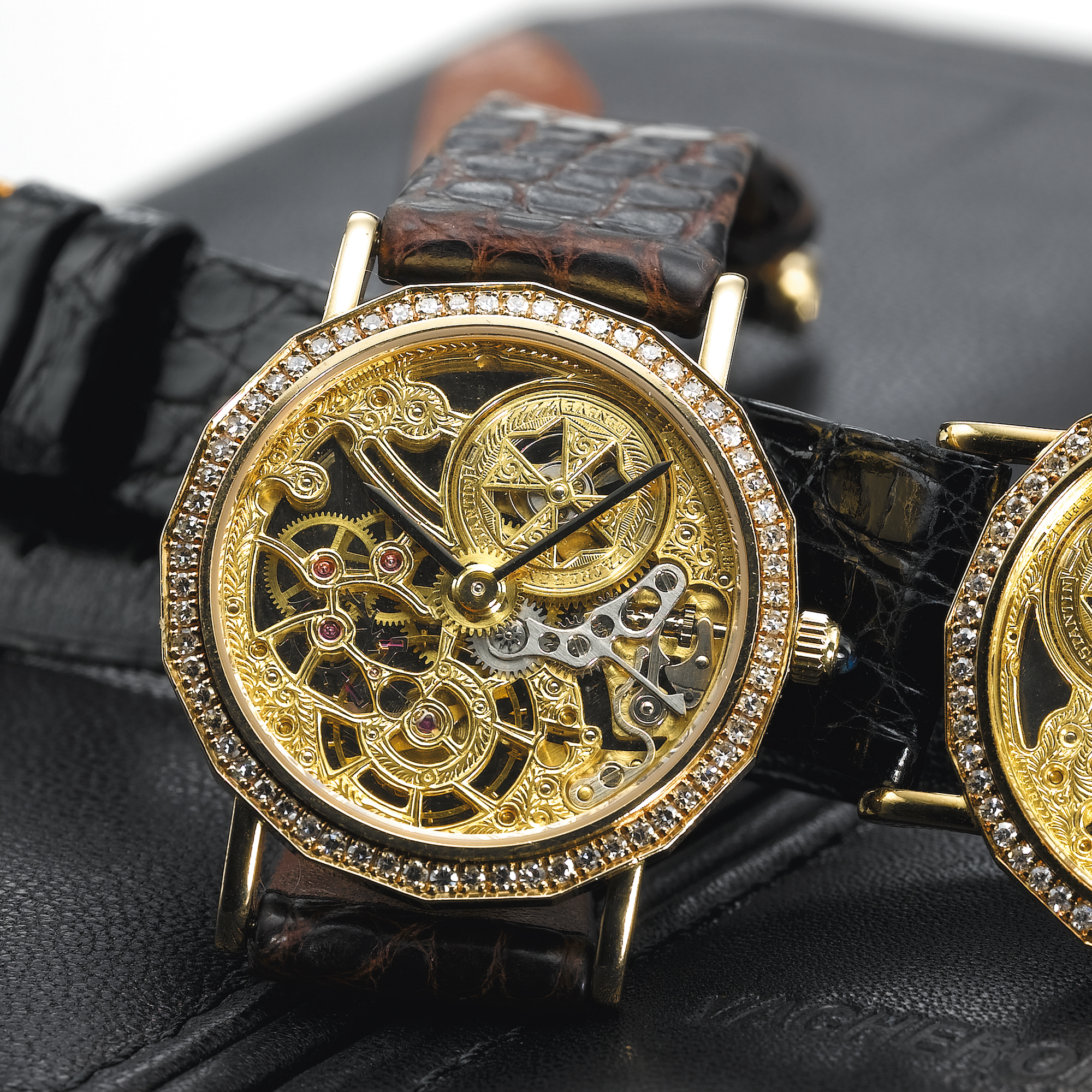 VACHERON CONSTANTIN, A LADY'S FINE GOLD AND DIAMOND SET SKELETONISED WRISTWATCHCIRCA 1990, NO. 790119