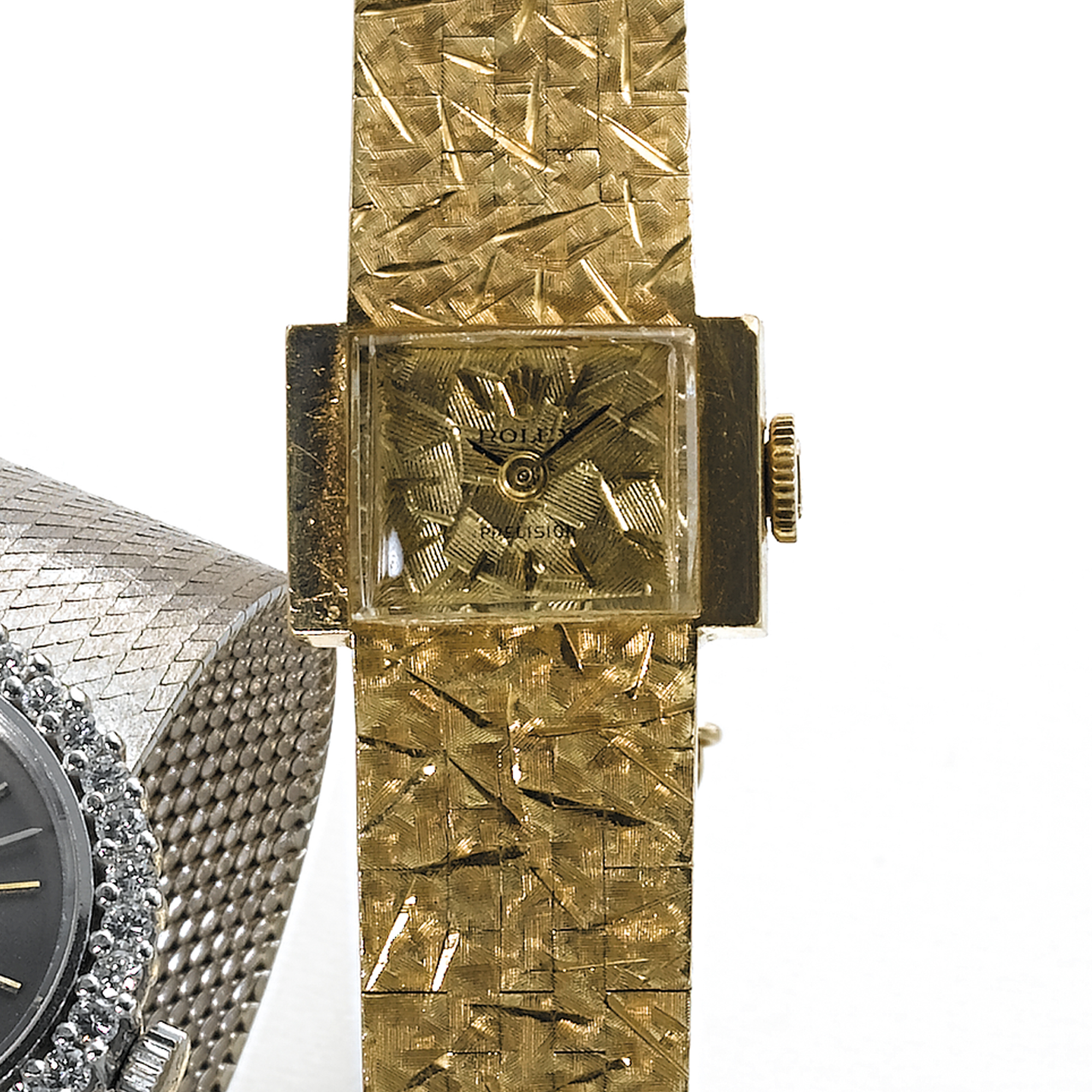 ROLEX, A LADY'S GOLD RECTANGULAR BRACELET WATCHPRECISION, CIRCA 1960, REF. 2855