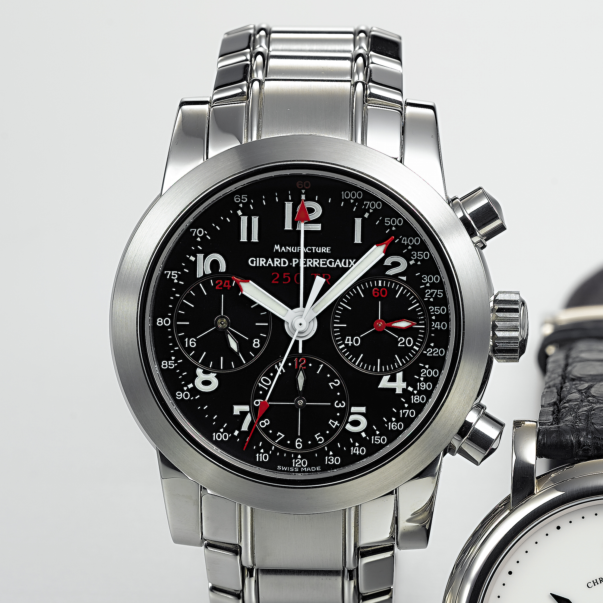 GIRARD-PERREGAUX, A LIMITED EDITION STAINLESS STEEL AUTOMATIC CHRONOGRAPH WRISTWATCH WITH REGISTER, TACHYMETER AND 24-HOUR INDICATION250 TESTAROSSA, FERRARI, CIRCA 1999, NO. 290/2000