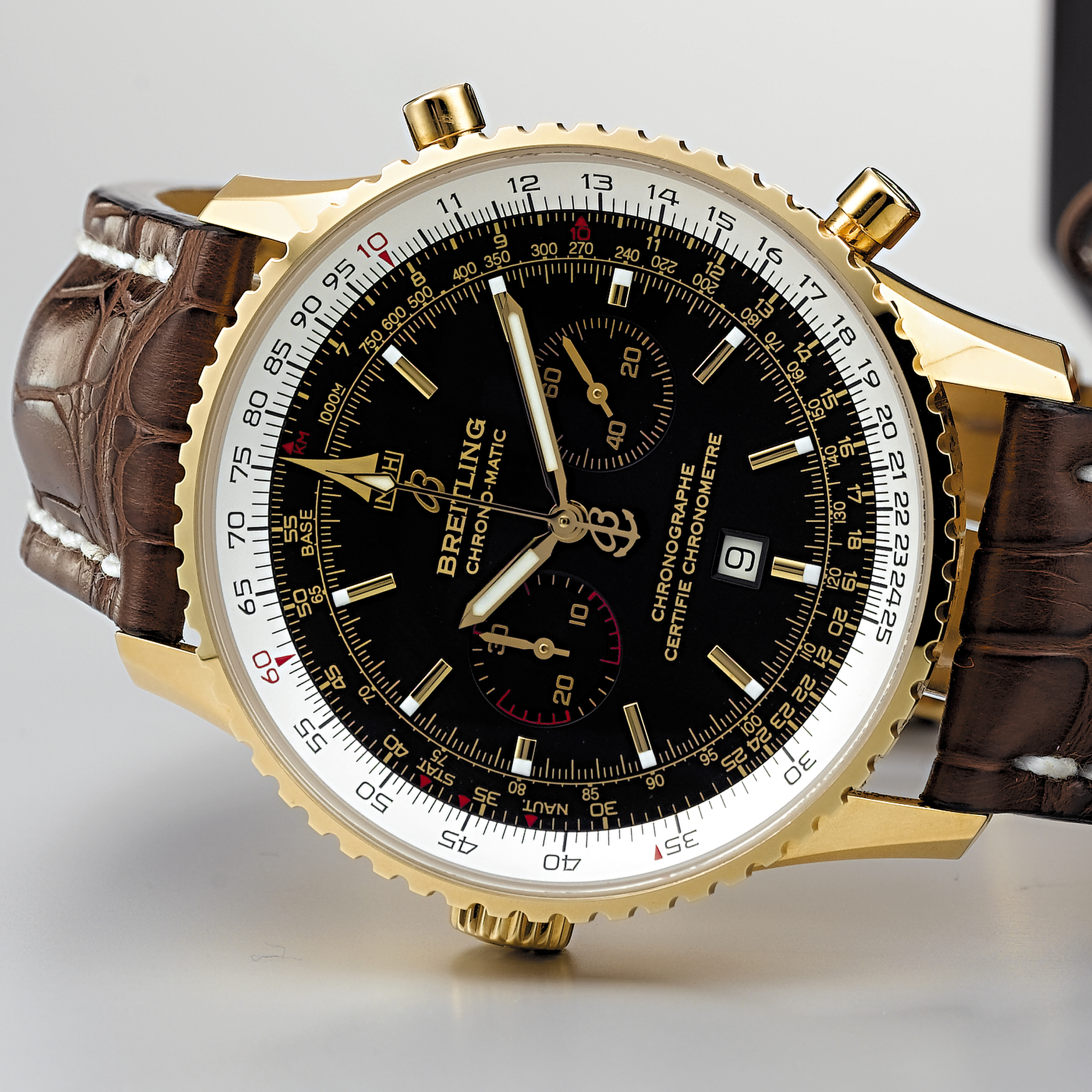 BREITLING, A LIMITED EDITION GOLD AUTOMATIC CHRONOGRAPH WRISTWATCH WITH DATE AND REGISTERCHRONO-MATIC, CIRCA 2000, NO.58/100