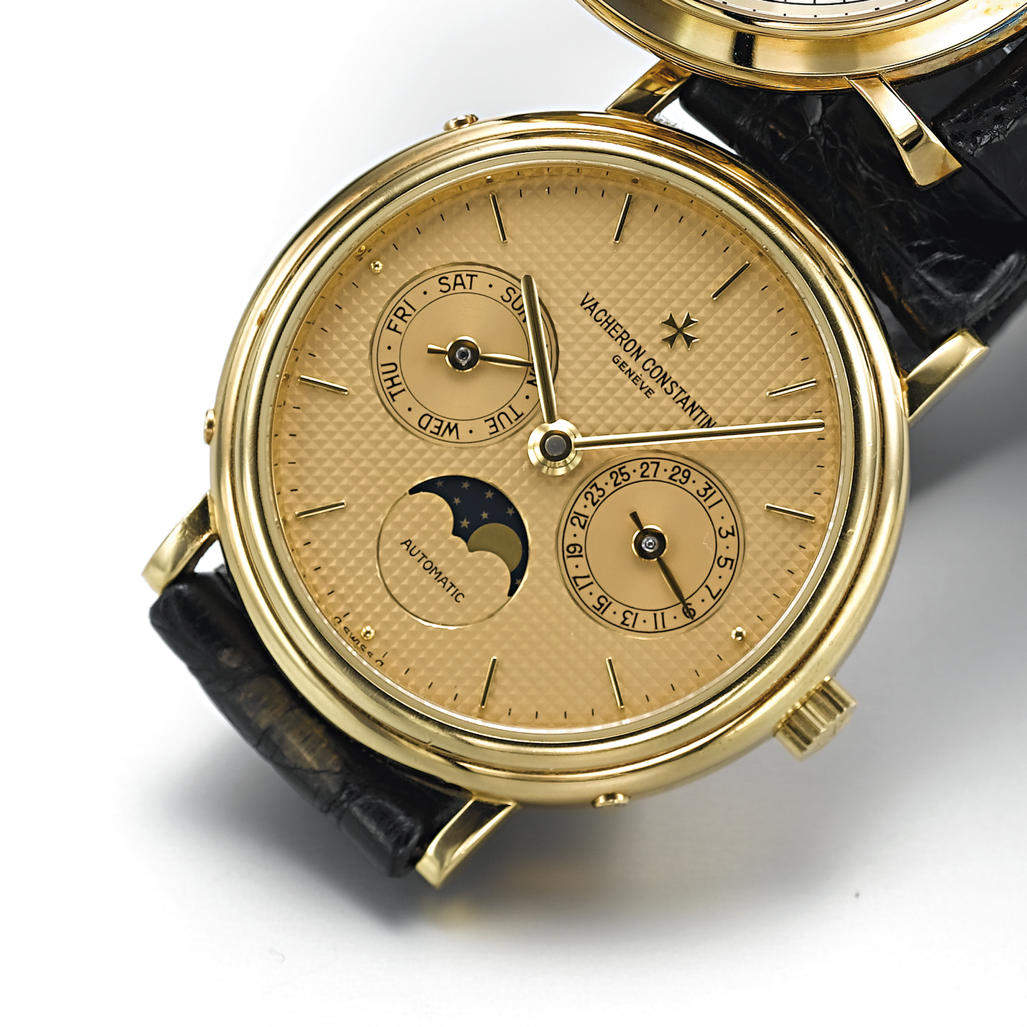 VACHERON CONSTANTIN, A GOLD AUTOMATIC WRISTWATCH WITH DAY, DATE AND MOON PHASESCIRCA 1992, NO. 794879, REF. 47009