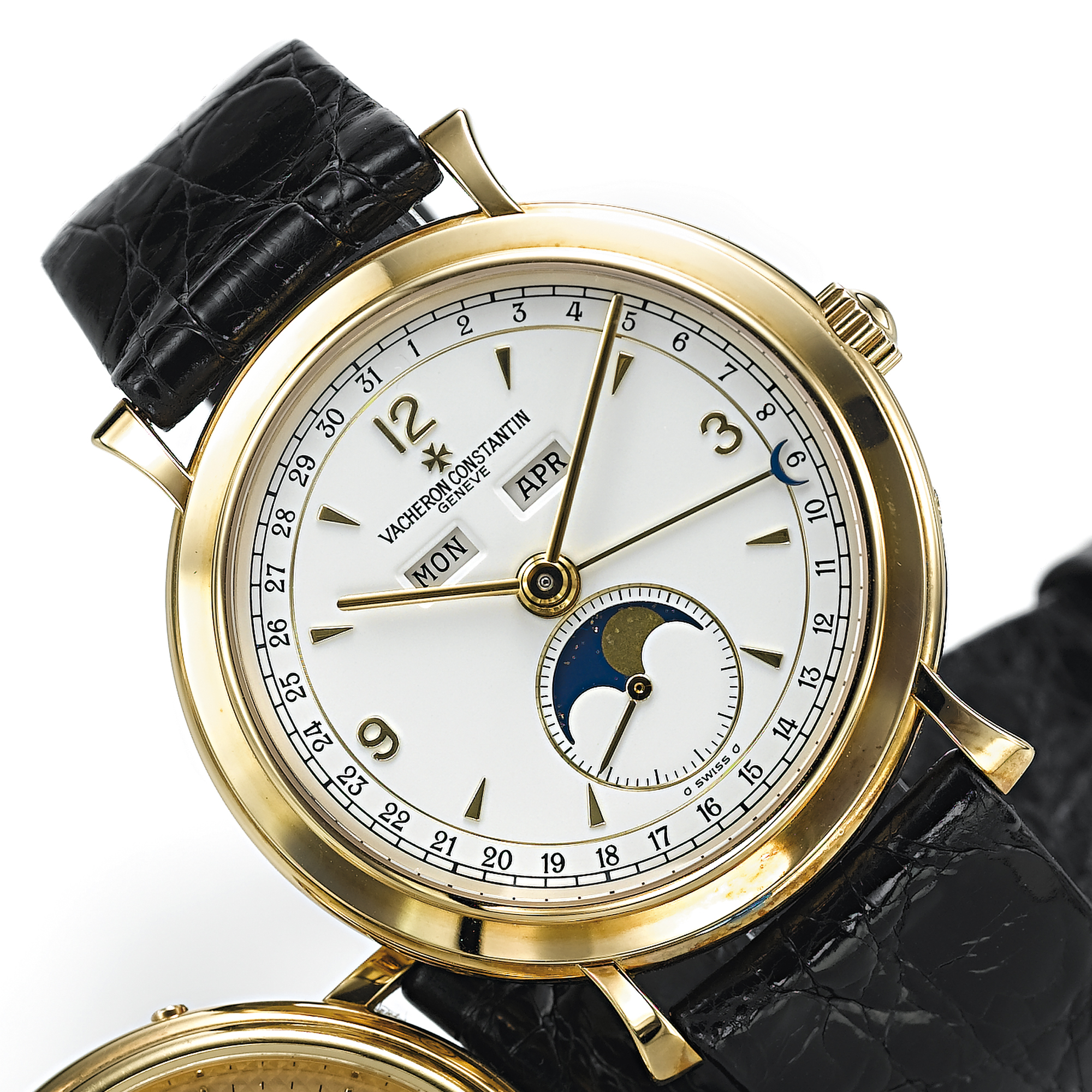 VACHERON CONSTANTIN, A GOLD TRIPLE CALENDAR WRISTWATCH WITH MOON PHASESCIRCA 1995, NO. 614726, REF. 37150