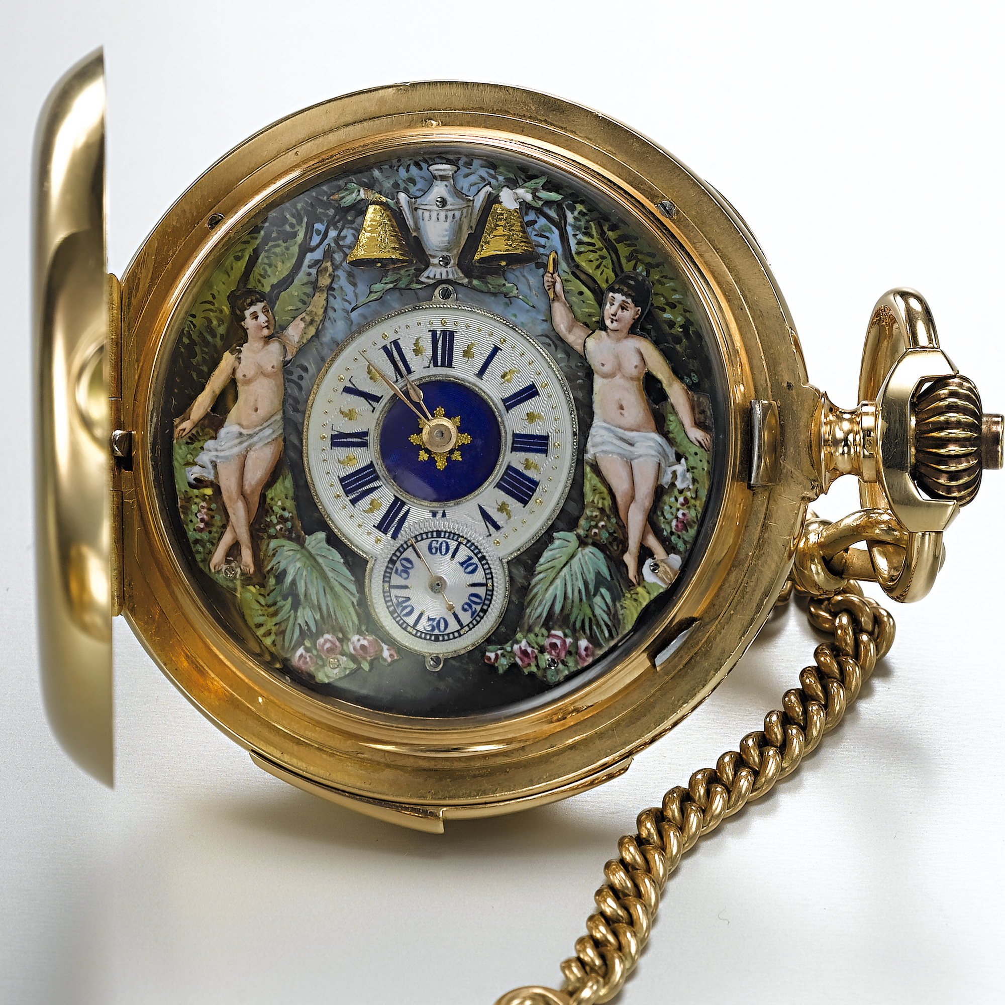 B. HAAS, A GOLD HUNTING CASED MINUTE REPEATING WATCH WITH AUTOMATONCIRCA 1890