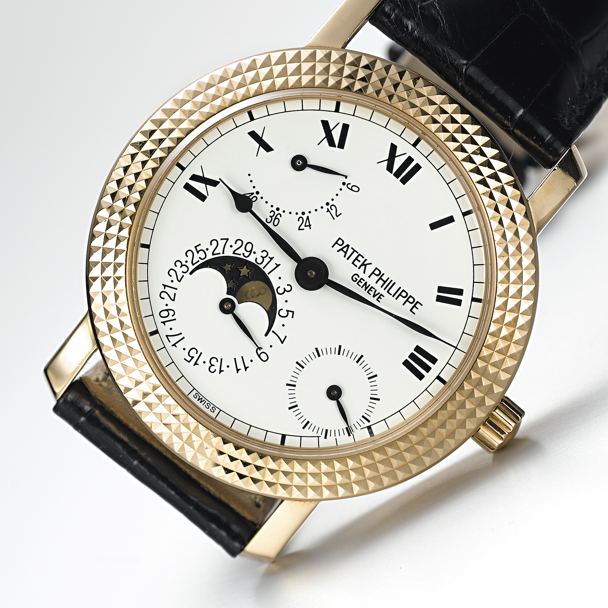 PATEK PHILIPPE, A FINE AND RARE PINK GOLD LIMITED EDITION AUTOMATIC WRISTWATCH WITH MOON PHASES AND POWER RESERVE CIRCA 1997, NO. 3.109.083, REF. 5057