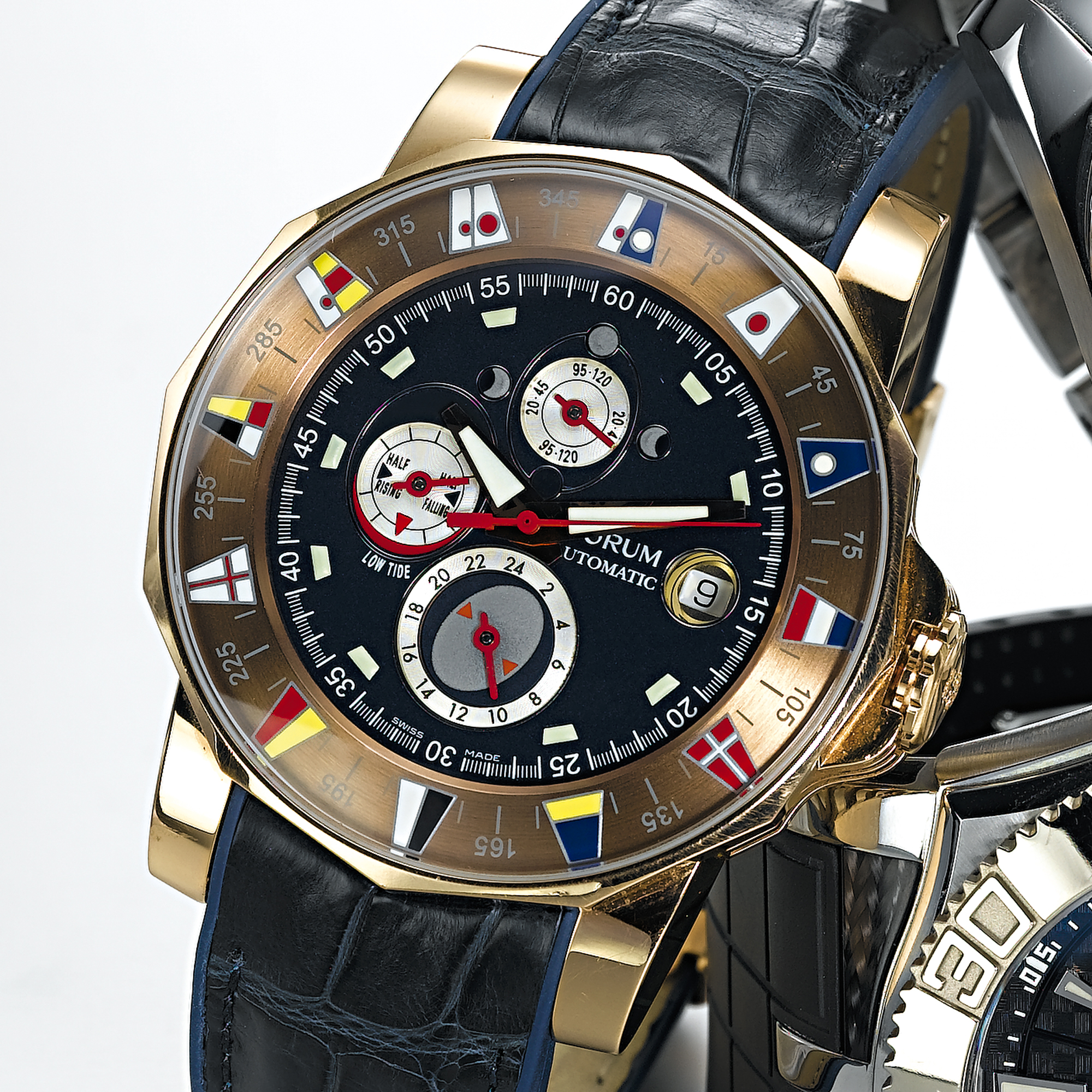CORUM, A PINK GOLD AUTOMATIC CENTRE SECONDS DODEDECAHEDRAL WRISTWATCH WITH TIDE INDICATION, MOON PHASES AND DATEADMIRAL'S CUP MAREES, CIRCA 2003